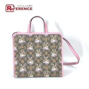 Gucci Higuchi Yuko GG Canvas Tote Bag Beige & Pink